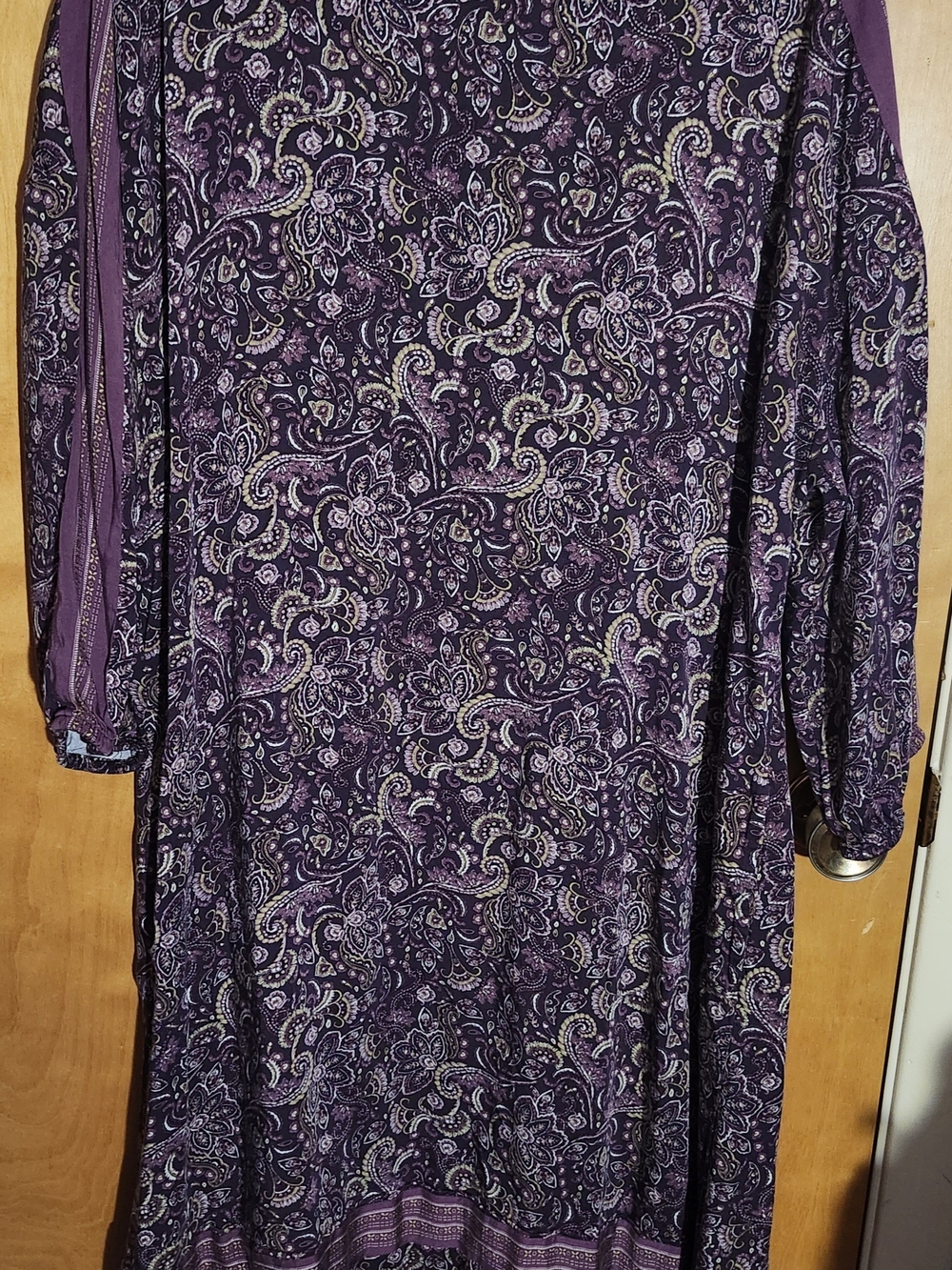 Women's Long-Sleeve Purple Paisley Midi Dress